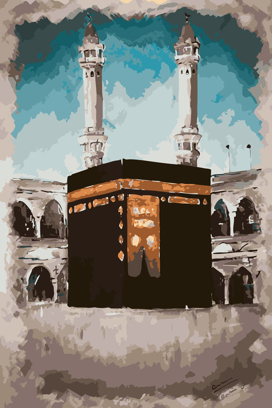 Divine Details: A Hand-Painted Tribute to the Kaaba's Majestic Kiswah