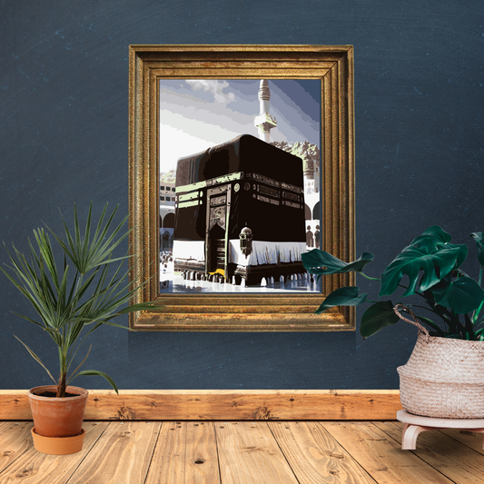 Majesty and Reverence: A Close-Up of the Kaaba and Pilgrims in Devotion