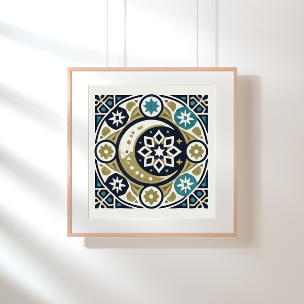 Celestial Harmony: The Tranquil Crescent Moon and Starry Night