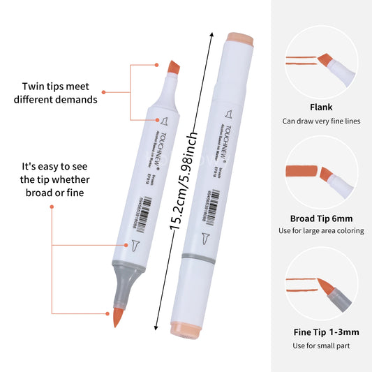 TOUCHNEW Alcohol Markers Colours Dual Tip